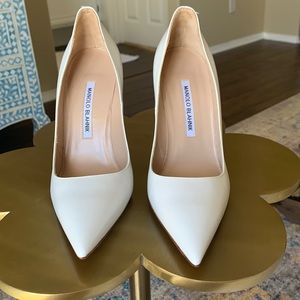 Manolo Blahnik White BB Leather 105mm Pumps (size 38) - NEVER WORN